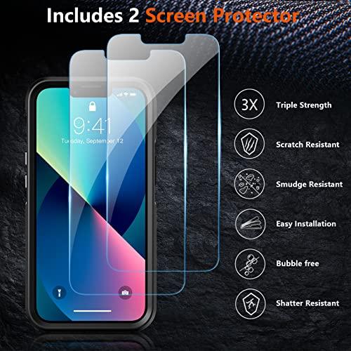 SPIDERCASESPIDERCASE Designed for iPhone 13 Case/iPhone 14 Case, [10 FT Military Grade Drop Protection] [with 2 pcs Tempered Glass Screen Protector] Cover for iPhone 13 & 14 6.1 inch (Black) - GEAR4EVER
