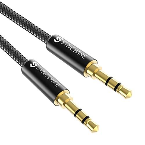 SYNCWIRESyncwire 3.5mm Nylon Braided Aux Cable (3.3ft/1m,Hi-Fi Sound), Audio Auxiliary Input Adapter Male to Male AUX Cord for Headphones, Car, Home Stereos, Speaker, iPhone, iPad, iPod, Echo & More – Black - GEAR4EVER