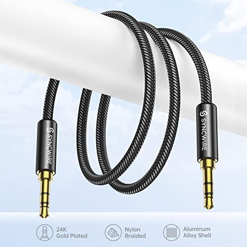 SYNCWIRESyncwire 3.5mm Nylon Braided Aux Cable (3.3ft/1m,Hi-Fi Sound), Audio Auxiliary Input Adapter Male to Male AUX Cord for Headphones, Car, Home Stereos, Speaker, iPhone, iPad, iPod, Echo & More – Black - GEAR4EVER