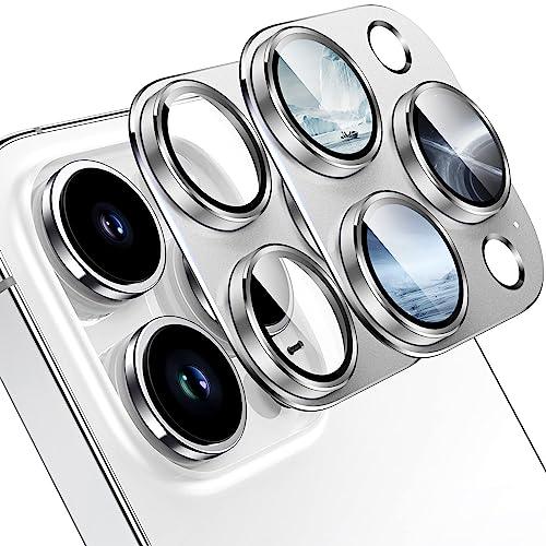 TAURITAURI 2 Pack for iPhone 14 Pro Max/iPhone 14 Pro Camera Lens Protector, [Strong Adhesion] [Scratch Resistant] Aluminum alloy & Sapphire Glass material, Case Friendly Ultra thin-Silver - GEAR4EVER