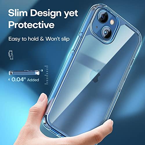 TAURITAURI 5 in 1 Designed for iPhone 13 Case Clear, [Not-Yellowing] with 2X Tempered Glass Screen Protector + 2X Camera Lens Protector, [Military-Grade Drop Tested] Shockproof Slim Phone Case 6.1 inch - GEAR4EVER