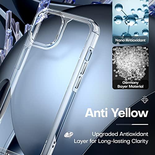TAURITAURI 5 in 1 Designed for iPhone 14 Case Clear, [Not Yellowing] with 2X Screen Protectors + 2X Camera Lens Protectors, [Military Grade Drop Protection] Shockproof Slim 14 Cover 6.1 Inch - GEAR4EVER