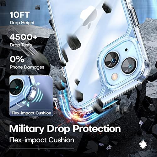 TAURITAURI 5 in 1 Designed for iPhone 14 Case Clear, [Not Yellowing] with 2X Screen Protectors + 2X Camera Lens Protectors, [Military Grade Drop Protection] Shockproof Slim 14 Cover 6.1 Inch - GEAR4EVER