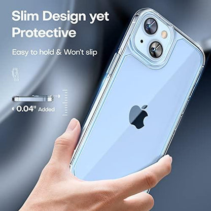 TAURITAURI 5 in 1 Designed for iPhone 14 Case Clear, [Not Yellowing] with 2X Screen Protectors + 2X Camera Lens Protectors, [Military Grade Drop Protection] Shockproof Slim 14 Cover 6.1 Inch - GEAR4EVER