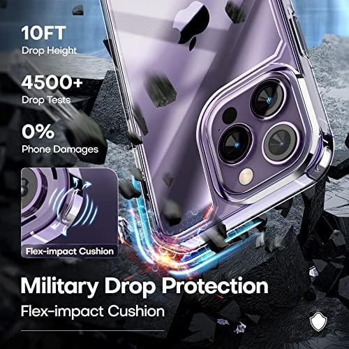 TAURITAURI for iPhone 14 Pro Max Case, [5 in 1] 1X Clear Case [Not-Yellowing] with 2X Tempered Glass Screen Protector + 2X Camera Lens Protector, [Military-Grade Drop Protection] Phone Case 6.7 Inch - GEAR4EVER