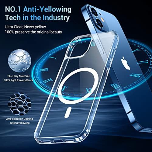 TemdanTemdan for iPhone 12 Case for iPhone 12 Pro Case,[Compatible with Magsafe][2 Pcs Glass Screen Protector] [Not Yellowing] Slim Thin Shockproof Phone Case 6.1"-Clear - GEAR4EVER