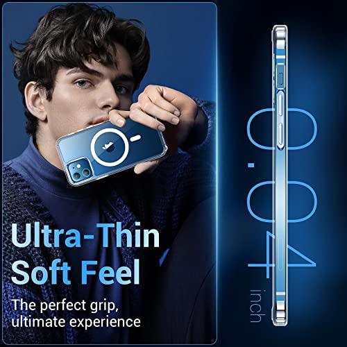 TemdanTemdan for iPhone 12 Case for iPhone 12 Pro Case,[Compatible with Magsafe][2 Pcs Glass Screen Protector] [Not Yellowing] Slim Thin Shockproof Phone Case 6.1"-Clear - GEAR4EVER
