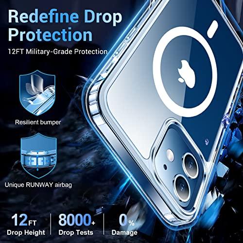TemdanTemdan for iPhone 12 Case for iPhone 12 Pro Case,[Compatible with Magsafe][2 Pcs Glass Screen Protector] [Not Yellowing] Slim Thin Shockproof Phone Case 6.1"-Clear - GEAR4EVER