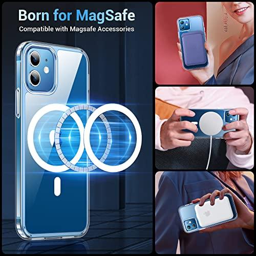 TemdanTemdan for iPhone 12 Case for iPhone 12 Pro Case,[Compatible with Magsafe][2 Pcs Glass Screen Protector] [Not Yellowing] Slim Thin Shockproof Phone Case 6.1"-Clear - GEAR4EVER