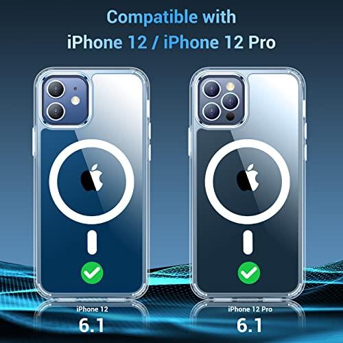 TemdanTemdan for iPhone 12 Case for iPhone 12 Pro Case,[Compatible with Magsafe][2 Pcs Glass Screen Protector] [Not Yellowing] Slim Thin Shockproof Phone Case 6.1"-Clear - GEAR4EVER