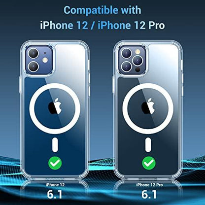 TemdanTemdan for iPhone 12 Case for iPhone 12 Pro Case,[Compatible with Magsafe][2 Pcs Glass Screen Protector] [Not Yellowing] Slim Thin Shockproof Phone Case 6.1"-Clear - GEAR4EVER