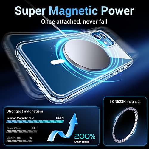 TemdanTemdan for iPhone 12 Case for iPhone 12 Pro Case,[Compatible with Magsafe][2 Pcs Glass Screen Protector] [Not Yellowing] Slim Thin Shockproof Phone Case 6.1"-Clear - GEAR4EVER