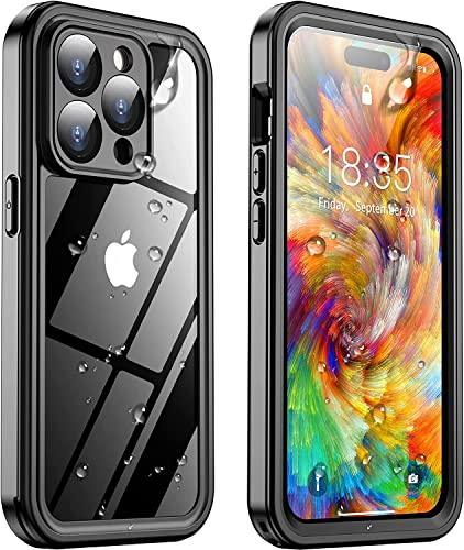 TemdanTemdan for iPhone 14 Pro Max Case Waterproof,Built-in 9H Tempered Glass Screen Protector [IP68 Underwater][14FT Military Dropproof][Dustproof][Real 360] Full Body Shockproof Phone Case-Black/Clear - GEAR4EVER