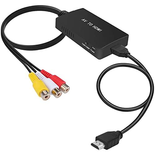 TengchiTengchi RCA to HDMI Converter, Composite to HDMI Adapter Support 1080P PAL/NTSC Compatible with PS one, PS2, PS3, STB, Xbox, VHS, VCR, Blue-Ray DVD Players, Black - GEAR4EVER