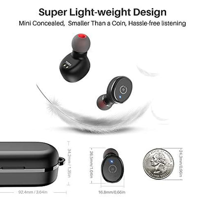 TOZOTOZO T10 Bluetooth 5.3 Wireless Earbuds with Wireless Charging Case IPX8 Waterproof Stereo Headphones in Ear Built in Mic Headset Premium Sound with Deep Bass for Sport Black - GEAR4EVER