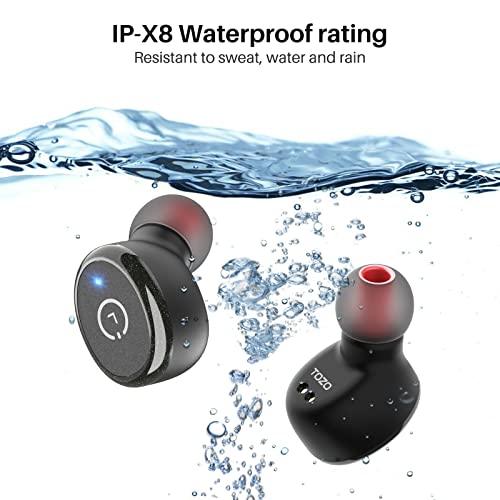 TOZOTOZO T10 Bluetooth 5.3 Wireless Earbuds with Wireless Charging Case IPX8 Waterproof Stereo Headphones in Ear Built in Mic Headset Premium Sound with Deep Bass for Sport Black - GEAR4EVER