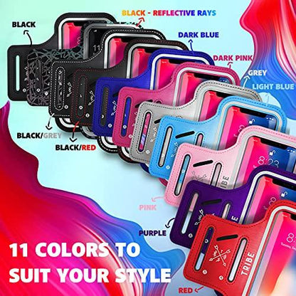 TribeTRIBE Water Resistant Cell Phone Armband Case Running Holder for iPhone Pro Max Plus Mini SE (13/12/11/X/XS/XR/8/7/6/5) Galaxy S Ultra Plus Edge Note (21/20/10/9/8/7/6/5) Adjustable Strap & Key Pocket - GEAR4EVER