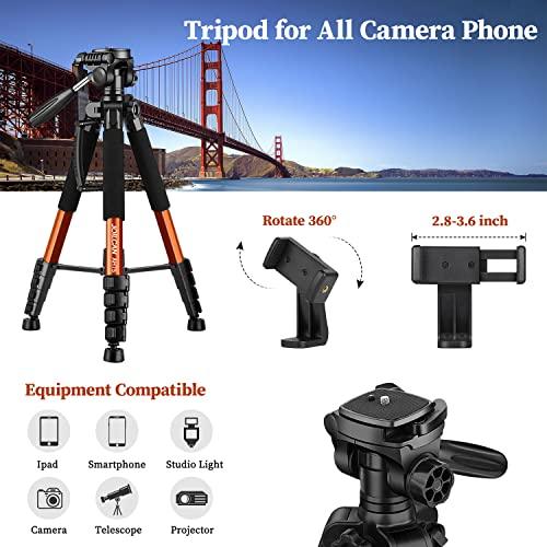 JOILCANTripod Camera Tripods, 74" Tripod Stand for Camera Phone, Heavy Duty Portable Travel Tripod, Laser Level Spotting Scope Binocular DSLR Cameras Tripod, Max Load 15 LB - GEAR4EVER