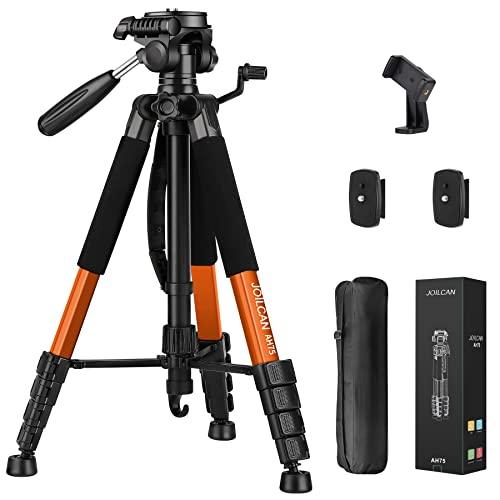 JOILCANTripod Camera Tripods, 74" Tripod Stand for Camera Phone, Heavy Duty Portable Travel Tripod, Laser Level Spotting Scope Binocular DSLR Cameras Tripod, Max Load 15 LB - GEAR4EVER