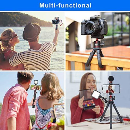 ULANZIULANZI Camera Tripod, Mini Flexible Tripod Stand with Hidden Phone Holder w Cold Shoe Mount, 1/4'' Screw for Magic Arm, Universal for iPhone 13 12 Pro Max XS Max X 8 Samsung Canon Nikon Sony Cameras - GEAR4EVER