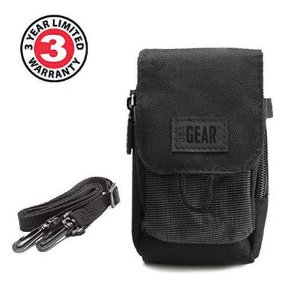 USA GearUSA Gear Small Binocular Case – Compact Binocular Case w/Shoulder Strap, Belt Loop, Weather Resistant Exterior - Compatible with POLDR 12x25, WRNRN 12X25, Aurosports 10x25, Anourney 8x21, and More - GEAR4EVER