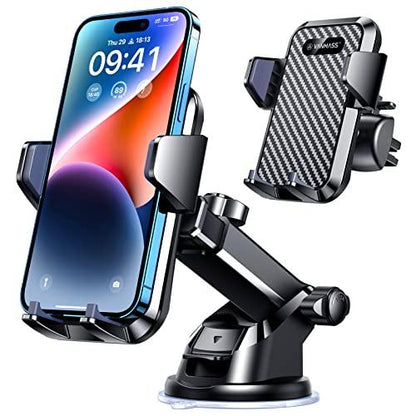 VANMASSVANMASS Universal Car Phone Mount,【Patent & Safety Certs】 Upgraded Handsfree Stand, Phone Holder for Car Dashboard Windshield Vent, Compatible iPhone 14 13 12 Samsung Android & Pickup Truck - GEAR4EVER