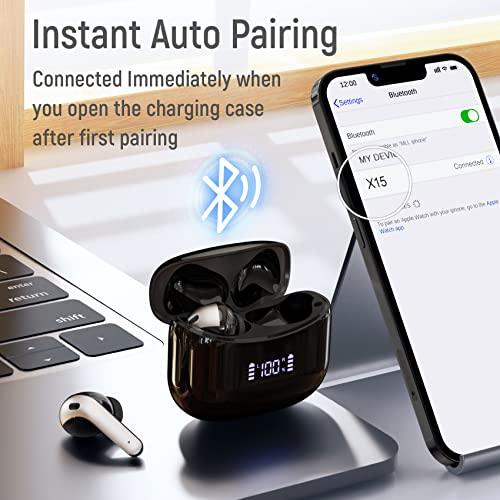 ZINGBIRDWireless Earbuds Bluetooth Headphones 60H Playtime Ear Buds with LED Power Display Charging Case Earphones in-Ear Earbud with Microphone for Android Cell Phone Gaming Computer Laptop Sport Black - GEAR4EVER