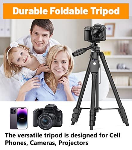 XXZUXXZU 60" Camera Tripod with Travel Bag,Cell Phone Tripod with Remote,Professional Aluminum Portable Tripod Stand with Phone Tripod Mount&1/4”Screw,Compatible with Phone/Camera/Projector/DSLR/SLR - GEAR4EVER