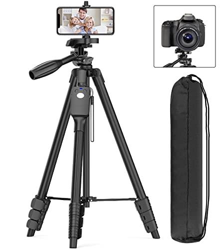 XXZUXXZU 60" Camera Tripod with Travel Bag,Cell Phone Tripod with Remote,Professional Aluminum Portable Tripod Stand with Phone Tripod Mount&1/4”Screw,Compatible with Phone/Camera/Projector/DSLR/SLR - GEAR4EVER