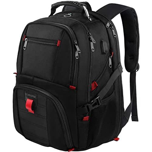 YOREPEKYOREPEK Travel Backpack, 50L Extra Large Laptop Backpacks for Men Women, Water Resistant College Backpack Airline Approved Business Work Bag with USB Charging Port Fits 17 Inch Computer, Black - GEAR4EVER